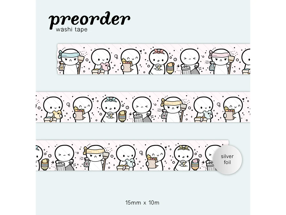 <b>PRE-ORDER</b> - TheCoffeeMonsterzCo - June 2026 Preorder Event - Washi Tape - Little Chores 3.0 (15mm)
