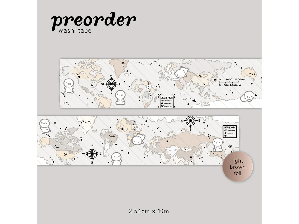 <b>PRE-ORDER</b> - TheCoffeeMonsterzCo - June 2026 Preorder Event - Washi Tape - Around the World 3.0 (1")