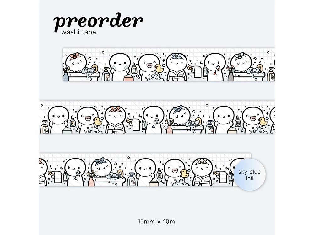 <b>PRE-ORDER</b> - TheCoffeeMonsterzCo - June 2026 Preorder Event - Washi Tape - In The Bathroom (15mm)