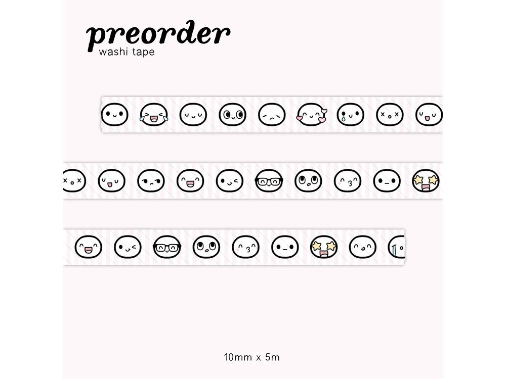 <b>PRE-ORDER</b> - TheCoffeeMonsterzCo - June 2026 Preorder Event - Washi Tape - Re-release Pink Stripes Heads Sample (10mm)