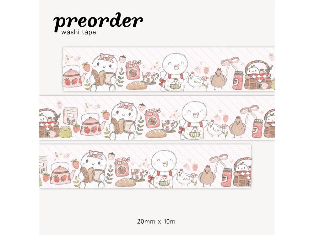 <b>PRE-ORDER</b> - TheCoffeeMonsterzCo - June 2026 Preorder Event - Washi Tape - Re-release Strawberry Picnic (20mm)