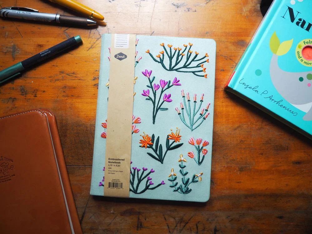 Denik Petite Blooms Embroidered Journal (5.75" x 8.25") - Lined