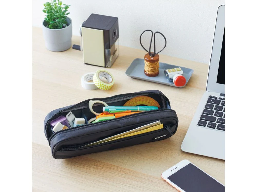 Lihit Lab - Zipper Pencil Case 2-Way - Orange (A-7552-4) - Image 2