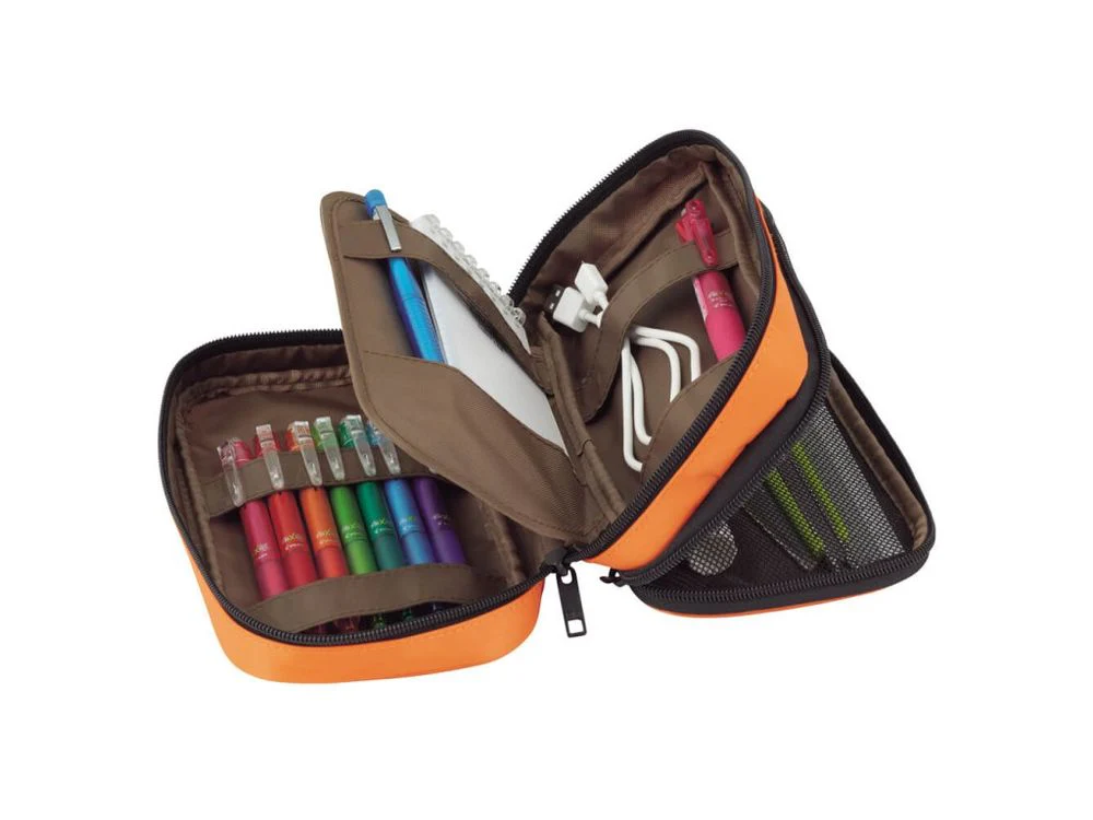 Lihit Lab - Zipper Pencil Case Double - Yellow-Green (A-7555-6) - Image 2