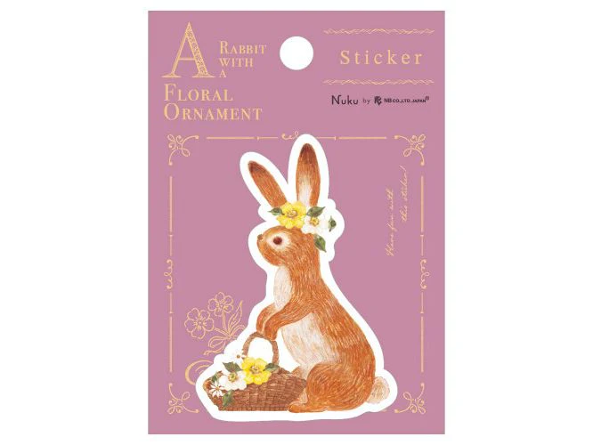 NB Sticker - A Rabbit with a Floral Ornament