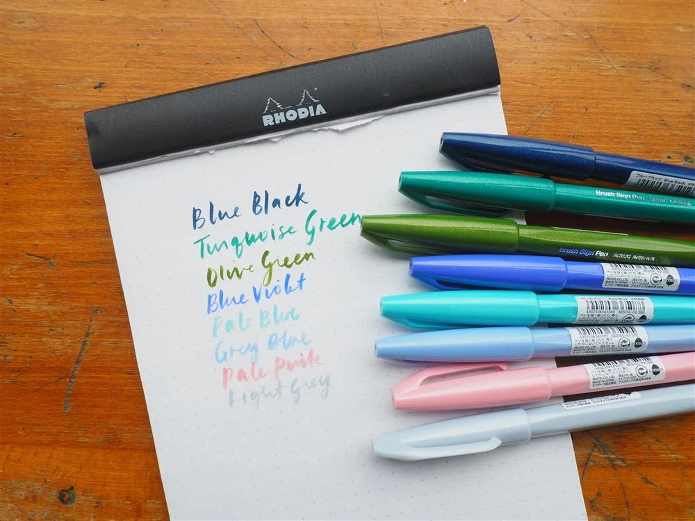 Pentel Brush Sign Pen - Grey Blue - Image 3