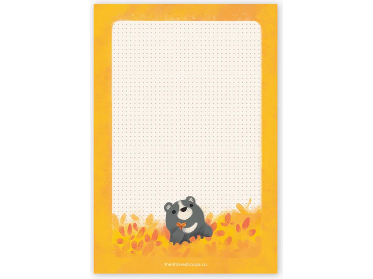 The Little Red House - Notepad - Harvest Bear (Dot Grid)