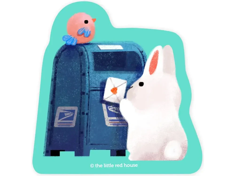 The Little Red House - Vinyl Sticker - White Bunny Mail