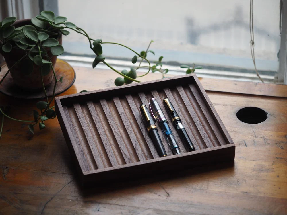 Wood Pen Tray - Walnut - 10 Slots - Image 2